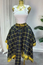 Color block plaid skirt side view