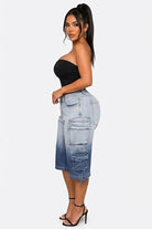 Women's Ombre Wash Cargo Denim Bermuda Shorts - photo 2