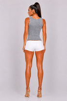 Women's Stellar Shimmer Metallic Knit Scoop Neck Tank Top – detail view