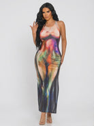 Women's Body Art Side Slit Maxi Dress – side view