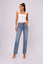 Women's Sculpted Corset Button-Front Top – detail view
