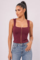 Women's Sculpted Corset Button-Front Top – front view