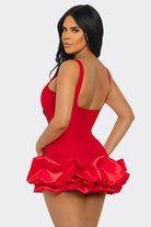 Women's Black Ruffle Hem Bodycon Mini Dress – full-length view