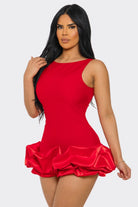 Women's Black Ruffle Hem Bodycon Mini Dress – back view