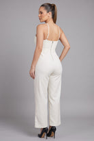 Women's Off-White Allure Luxe Halter Cutout Wide Leg Jumpsuit – side view