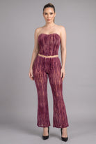 Women's Eclipse Rhythm Textured Strapless Flare Pant Two Piece Set – side view