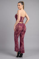Women's Eclipse Rhythm Textured Strapless Flare Pant Two Piece Set – detail view