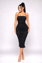 Women's Starlit Merlot Muse Rhinestone Ruched Strap Dress – side view