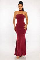 Women's Crimson Whisper Strapless Choker Maxi Gown – detail view