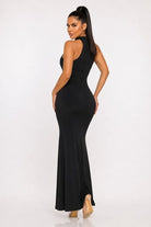 Women's Crimson Whisper Strapless Choker Maxi Gown – side view