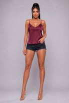 Women's Silky Basic V Neck Camisole – full-length view