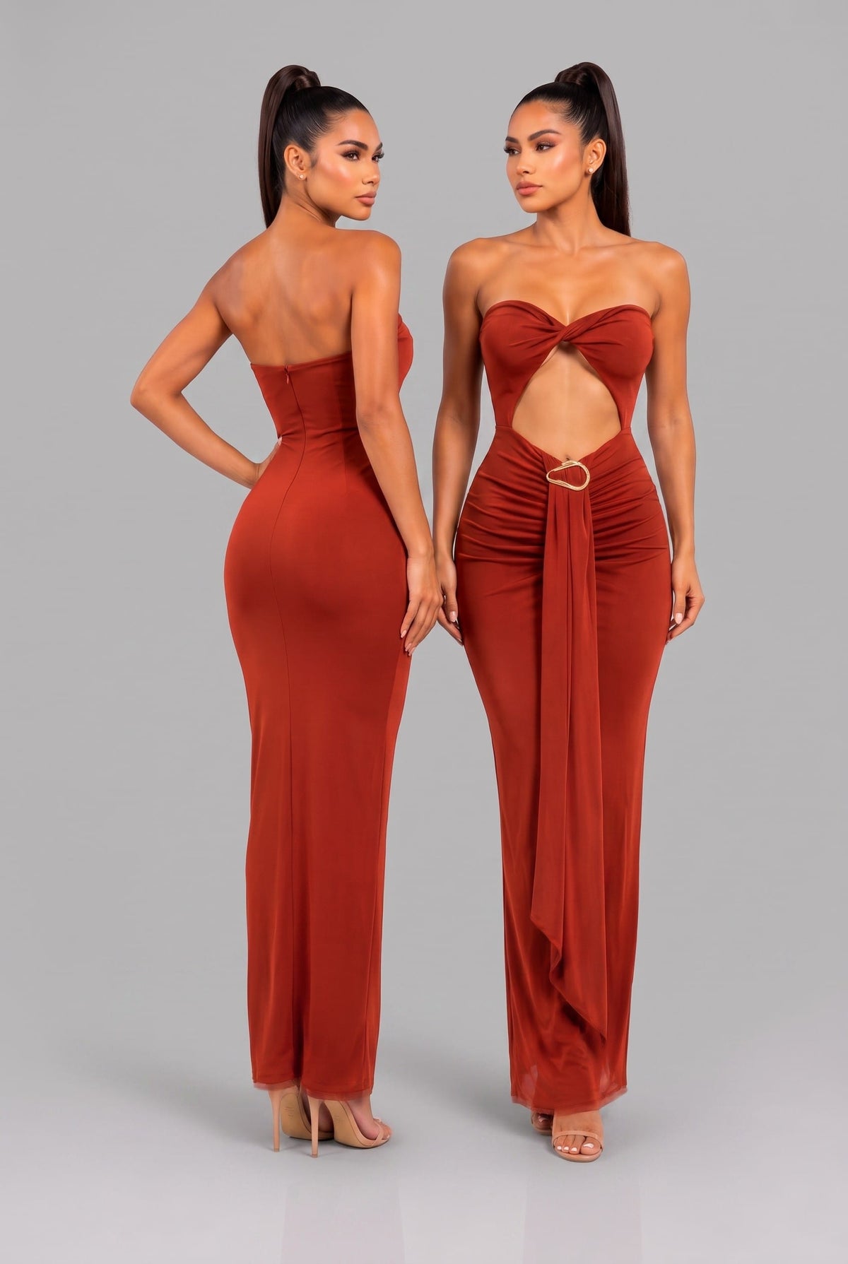 Women's Solara Twist Cutout Column Gown – detail view
