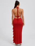 Women's Aurelia Tide Halter Cutout Ruffle Maxi Dress – detail view