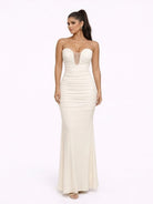 Women's Obsidian Star Strapless Plunging V-Neck Ruched Maxi Dress – side view