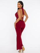 Women's Eclipse Draped Neck Wide Leg Jumpsuit – back view