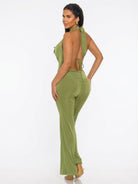 Women's Eclipse Draped Neck Wide Leg Jumpsuit – detail view