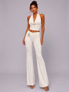 Women's Monaco Moonlight Halter Open Back Flare Pant Set – front view