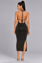 Women's Luminous Halter Knit Midi Dress – full-length view