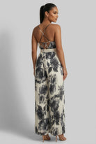 Women's Off-White Midnight Garden Floral Pleated Wide Leg Jumpsuit – side view