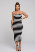 Women's Lunar Stripe Tube Midi Dress – front view