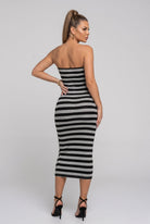 Women's Lunar Stripe Tube Midi Dress – full-length view