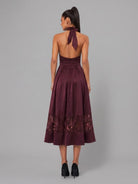 Women's Halter Wrap Botton Lace Midi Dress – detail view