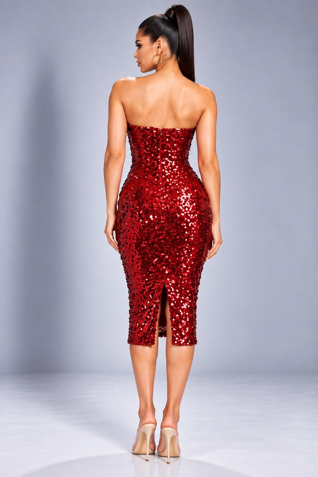 Women's Celestial Sequin Corset Midi Dress – detail view