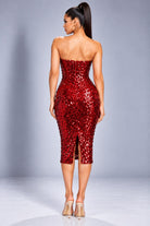 Women's Celestial Sequin Corset Midi Dress – detail view