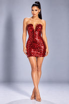 Women's Celestial Sequin Corset Mini Dress – front view