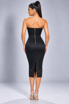 Women's Black Stretch Premium Tube Midi Dress – side view