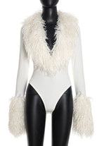 Ivory faux fur bodysuit