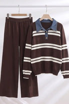 Knit sweater set brown