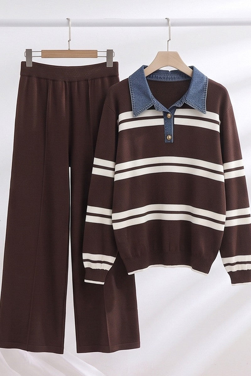Knit sweater set brown