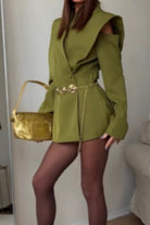 Women's deconstructed cold shoulder blazer