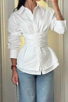 White tie waist shirt