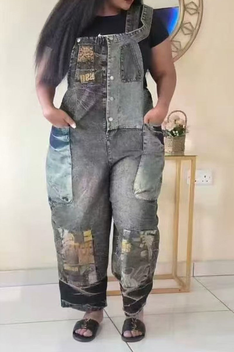 Patchwork overalls front