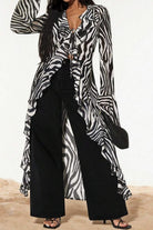 Women's zebra print ruffle duster top