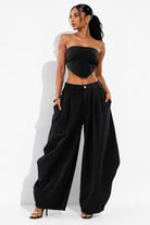 Black denim balloon pants