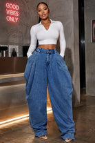 Ruched denim detail