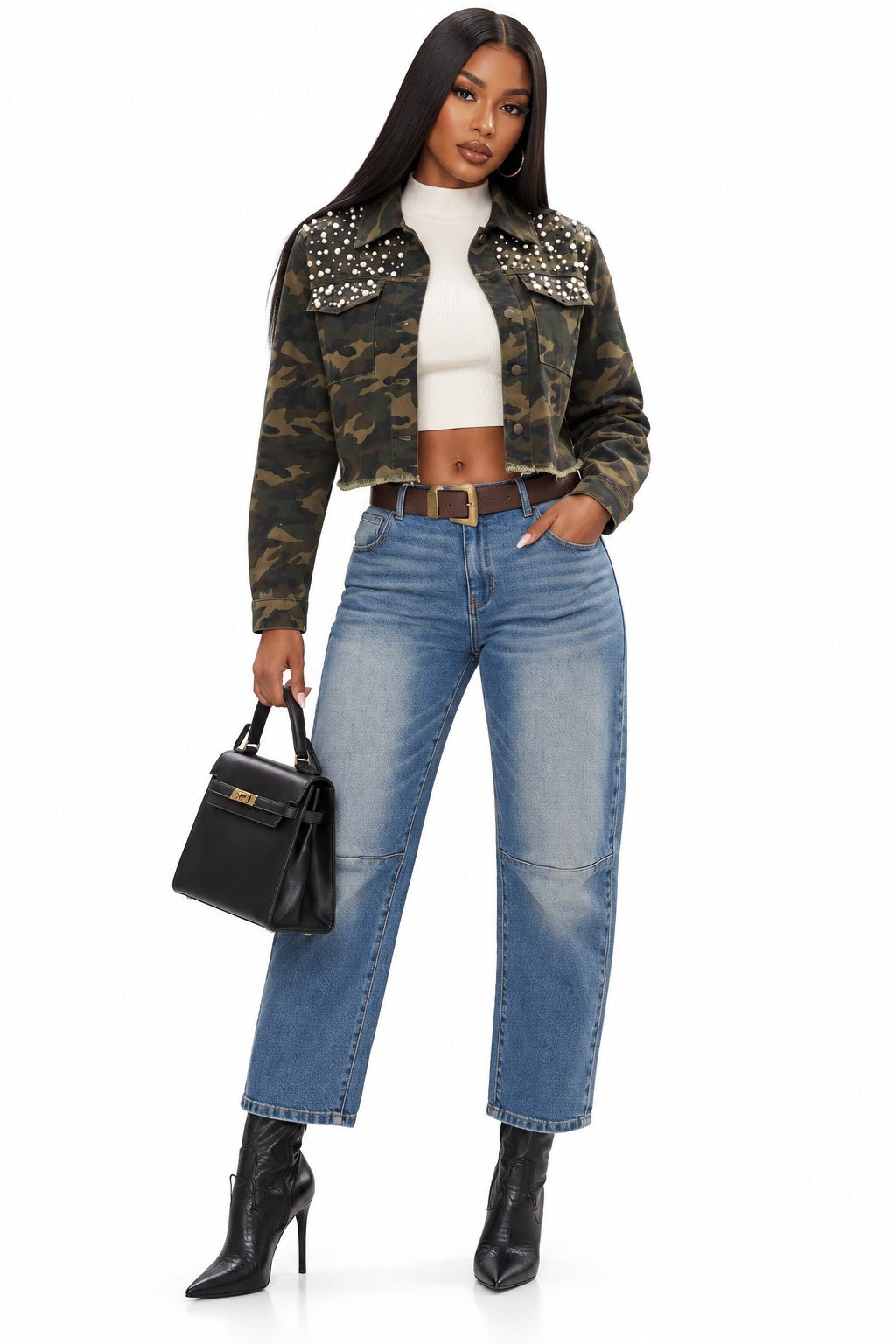 Camo denim jacket side