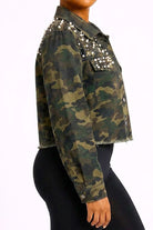 Embellished denim jacket close up