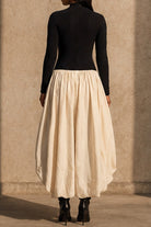 Mock neck maxi dress detail