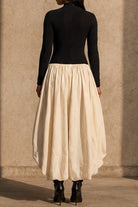 Mock neck maxi dress detail