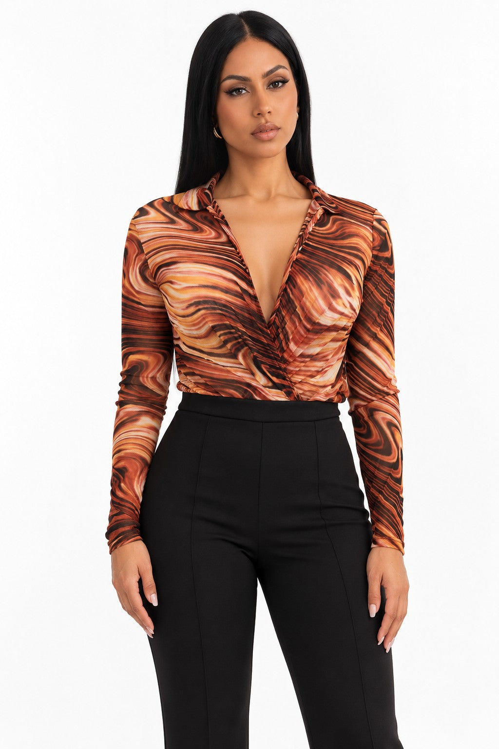 Rust long sleeve tunic top