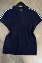 Red button knit top