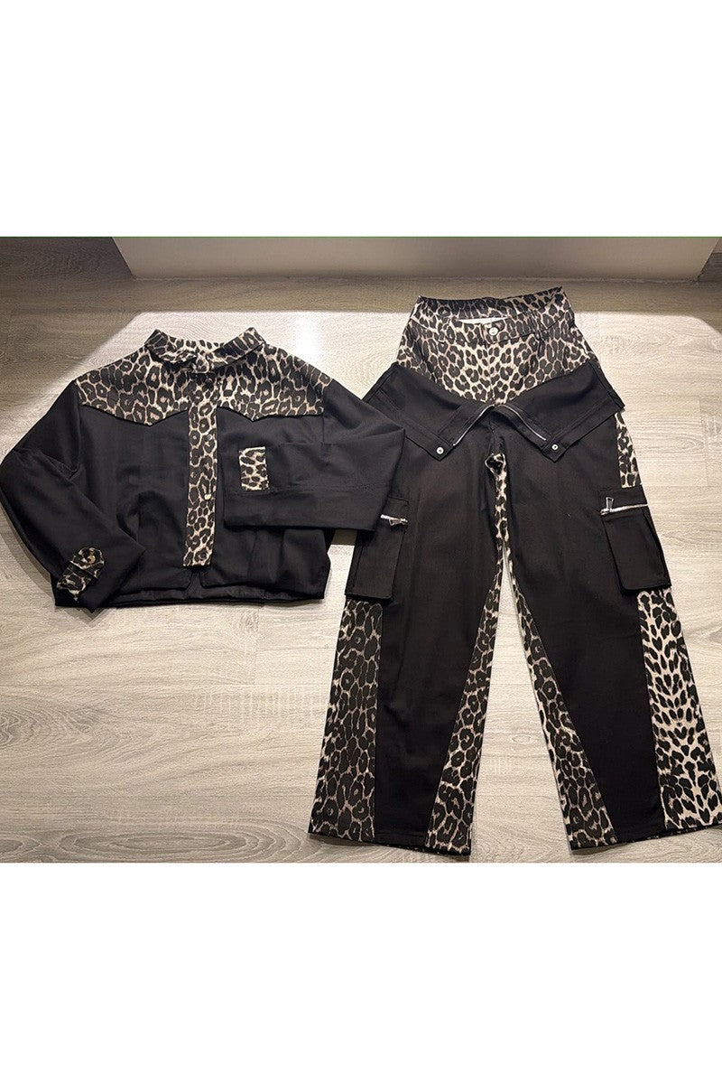 Leopard print cropped jacket flat lay