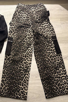 Leopard print cargo pants flat lay