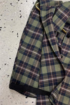 Plaid sleeveless crop shirt fabric detail