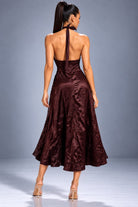 Women's Halter-Neck Textured a-Line Midi Dress – detail view