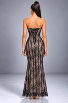 Women's Strapless Lace Corset Mermad Maxi Dress – side view